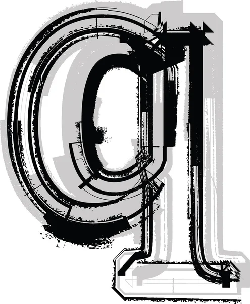 Grunge Font. Letter q — Stock Vector