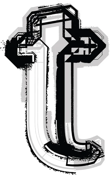 Grunge字体。字母t — 图库矢量图片