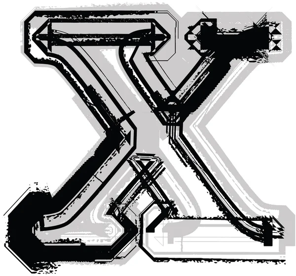 Grunge lettertype. Brief x — Stockvector