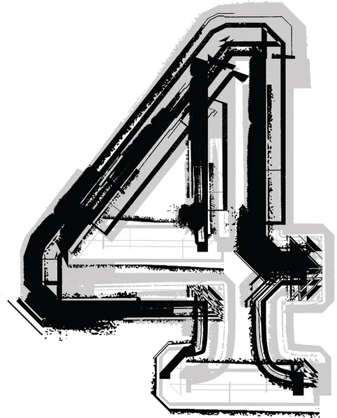 グランジフォント。四番 — ストックベクタ