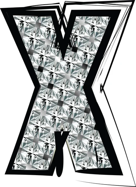 Diamante letra de fuente X — Vector de stock