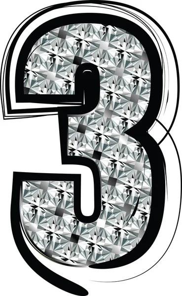 Diamond Font Number 3 — Stock Vector