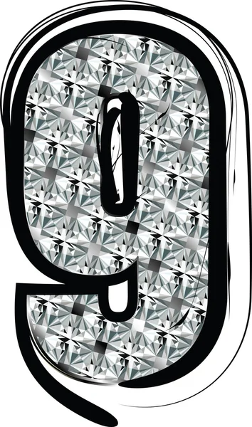 Diamond Font Numero 9 — Vettoriale Stock