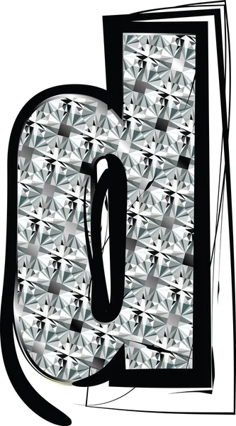 Diamant Lettre de police D — Image vectorielle
