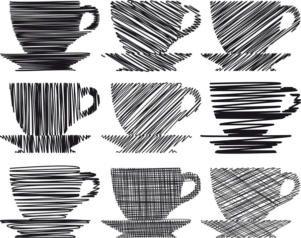 Taza de café y taza de té icono conjunto — Vector de stock