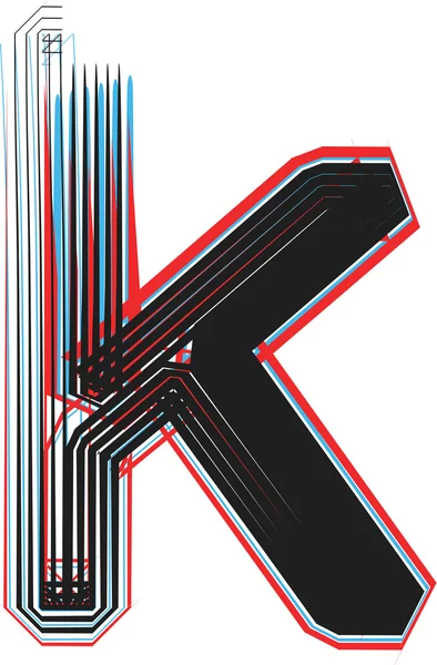 Lettertype illustratie alfabet k — Stockvector