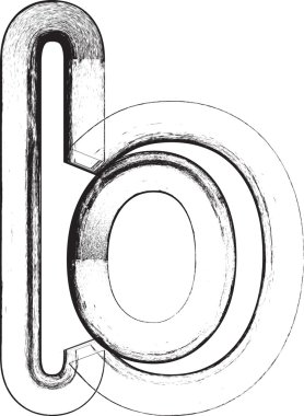 Grunge yazı tipi. B harfi.