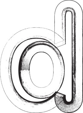 Grunge yazı tipi. D harfi.