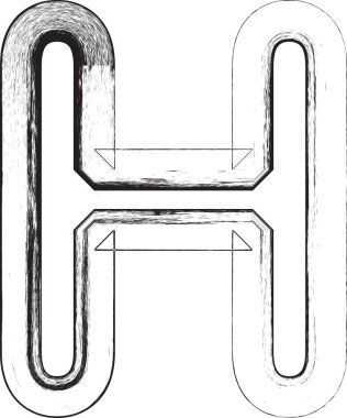 Grunge yazı tipi. Mektup h