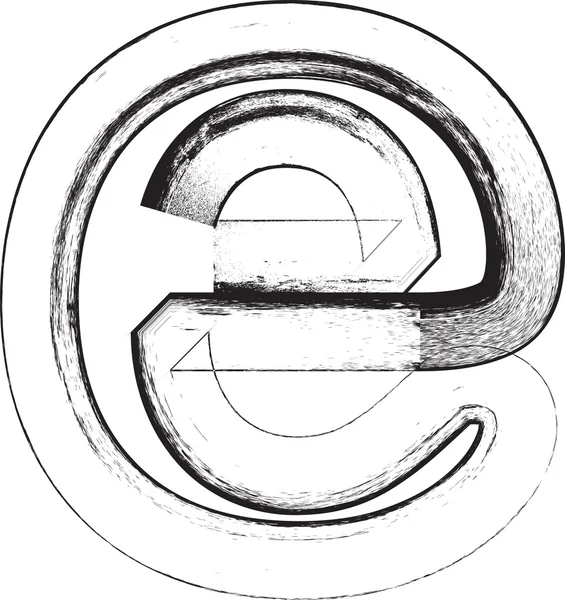 Grunge Font. Letter e — Stock Vector