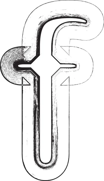 Grunge font. Písmeno f — Stockový vektor