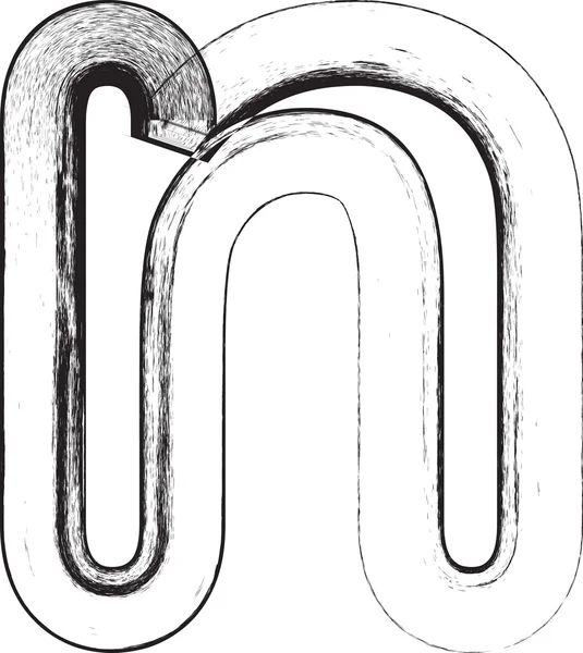 Grunge lettertype. Brief n — Stockvector