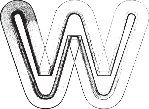 Grunge lettertype. Brief w — Stockvector