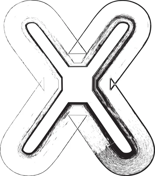Grunge lettertype. Brief x — Stockvector