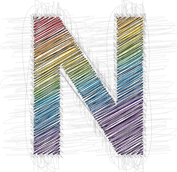 Fonte de dessin à la main LETTER N — Image vectorielle