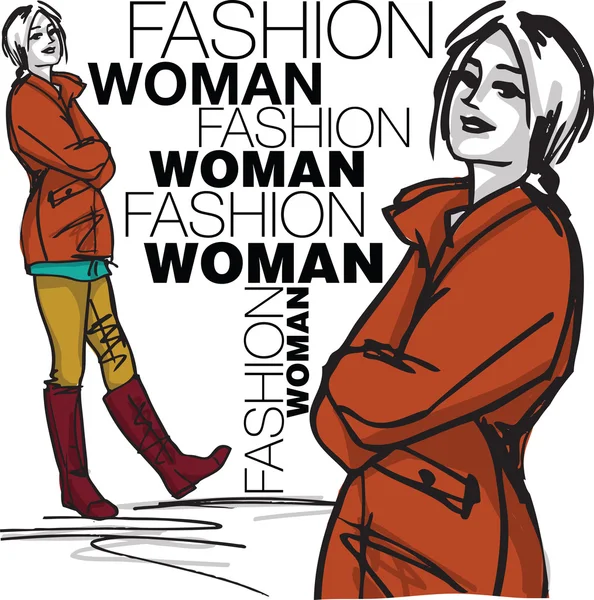 Mode kvinna illustration — Stock vektor