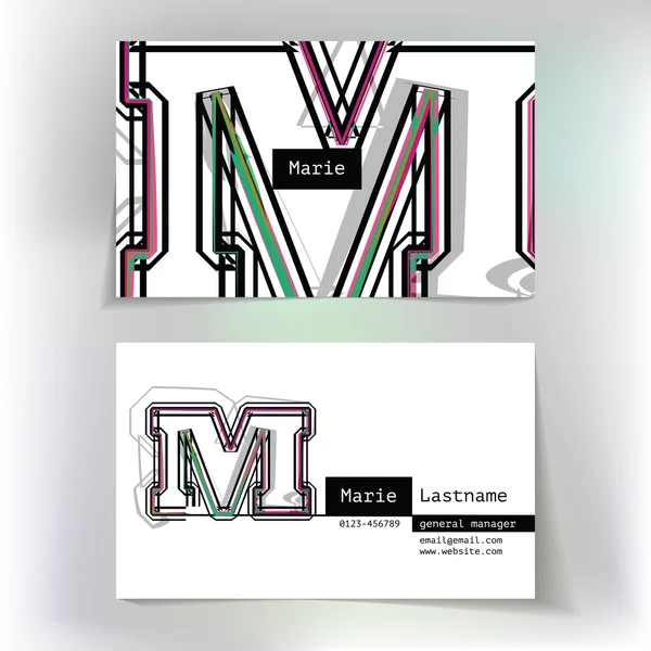 Business card design with letter M — Stock Vector