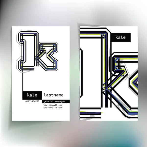 文字 k でのビジネス カードのデザイン — ストックベクタ