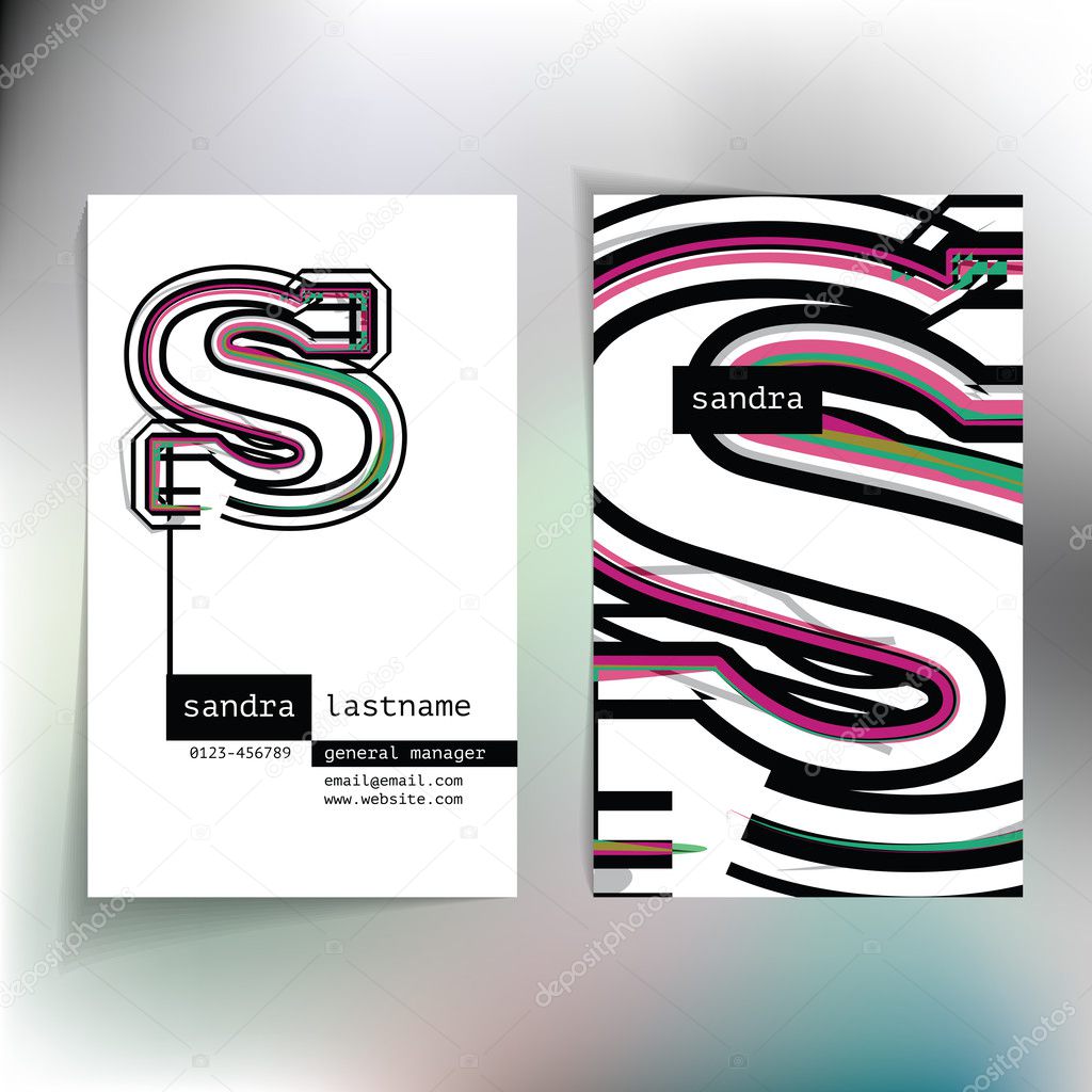 Business card design with letter s