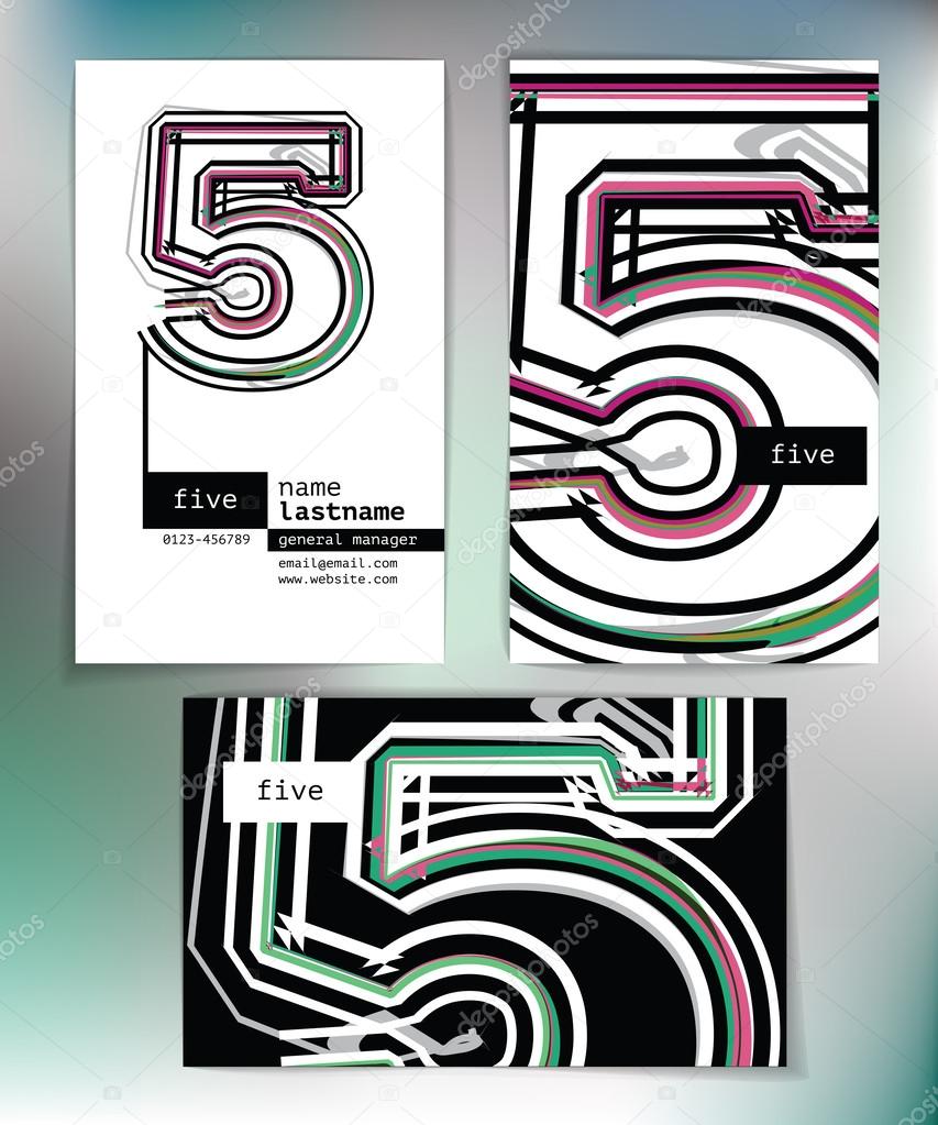 Business card design with number 5