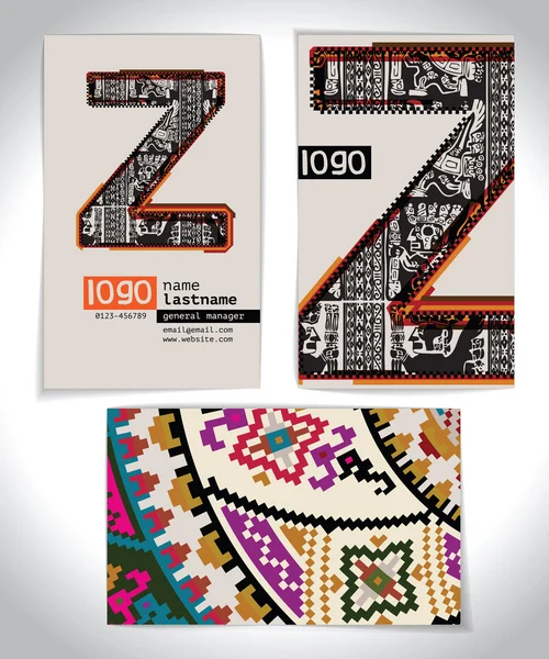 Diseño de tarjetas de visita antiguas LETTER Z — Archivo Imágenes Vectoriales
