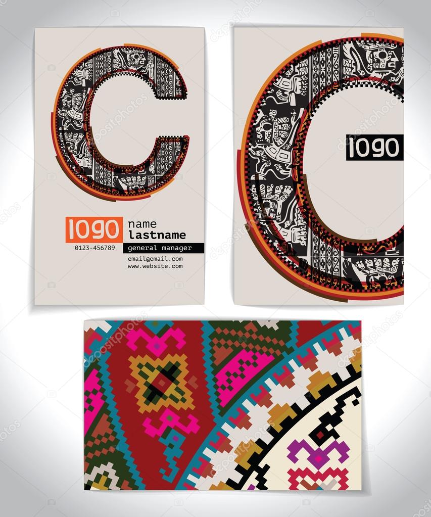Ancient Business card design LETTER C