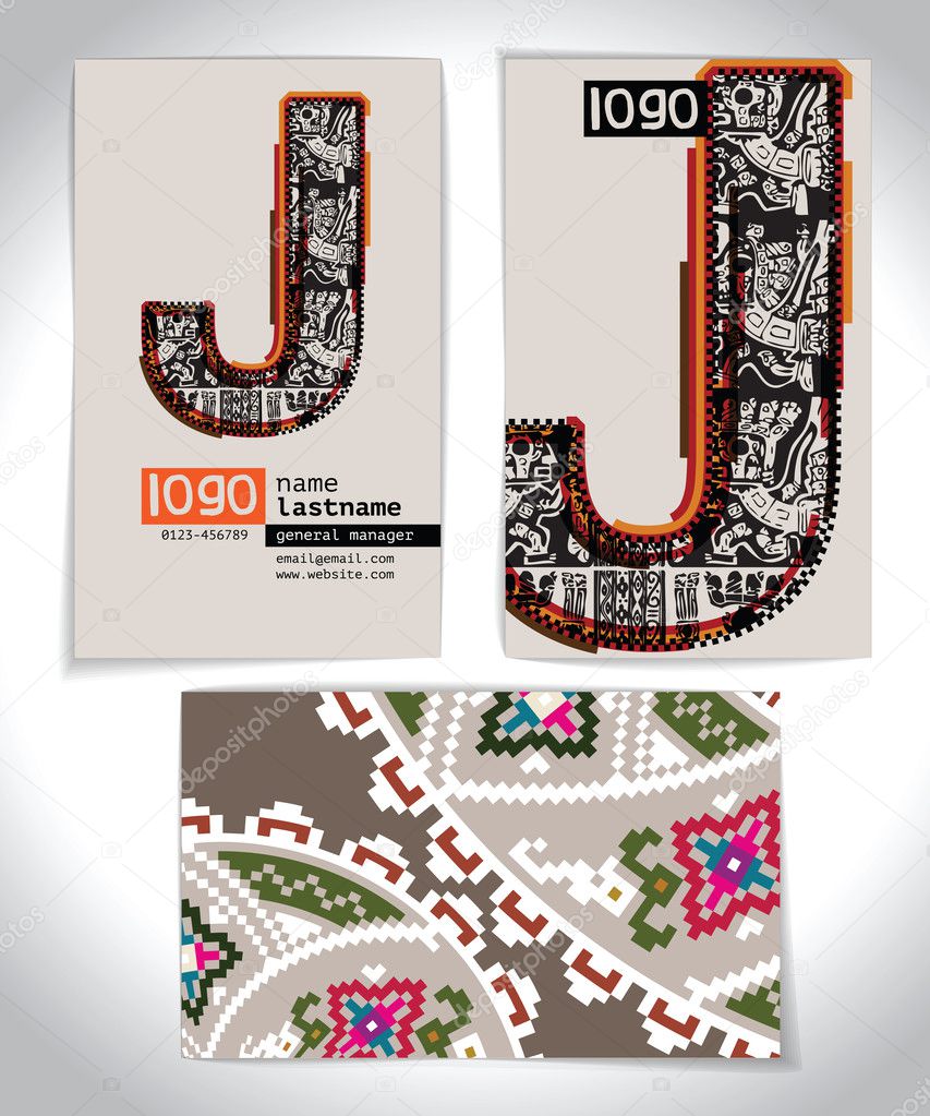 Ancient Business card design LETTER J