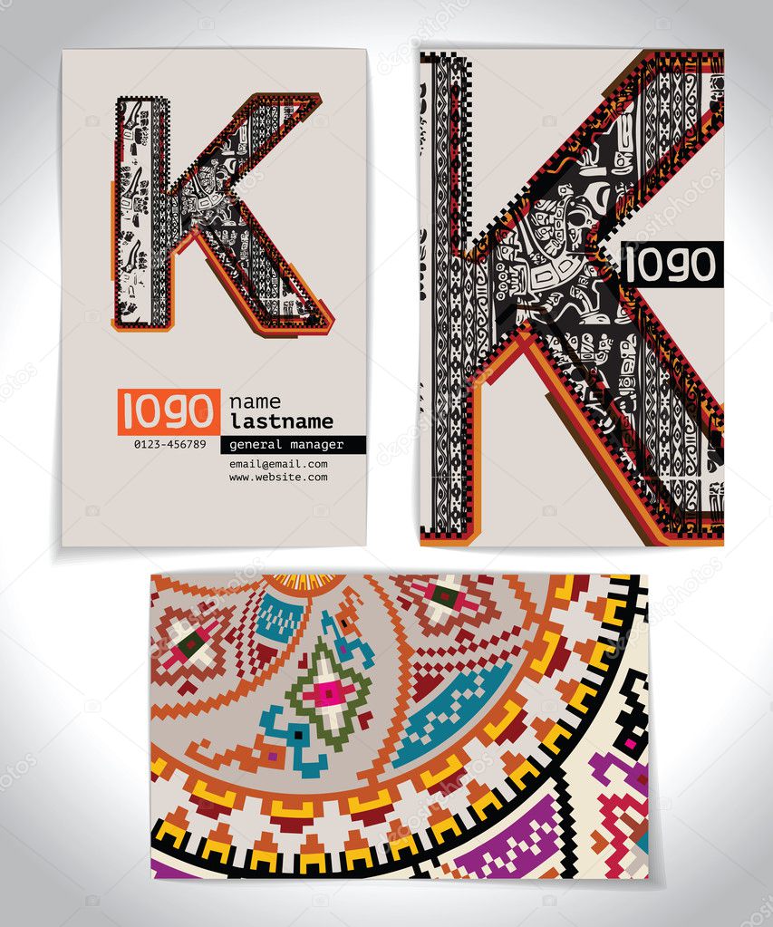 Ancient Business card design LETTER K