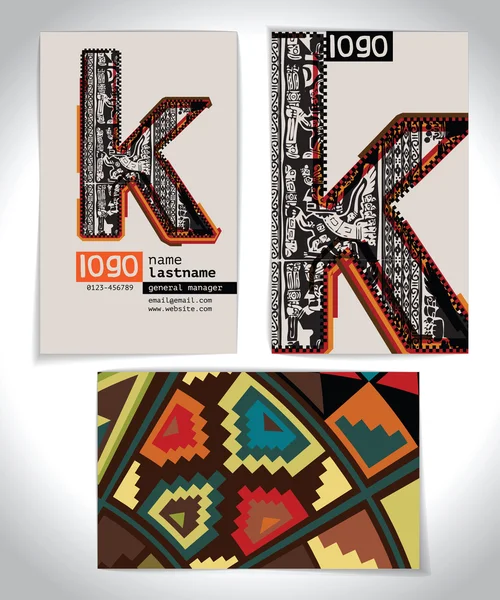 Diseño de tarjetas de visita antiguas LETTER K — Archivo Imágenes Vectoriales
