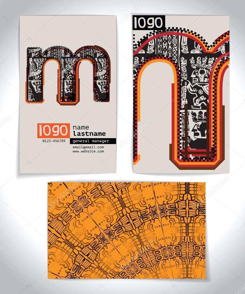 Ancient Business card design LETTER m