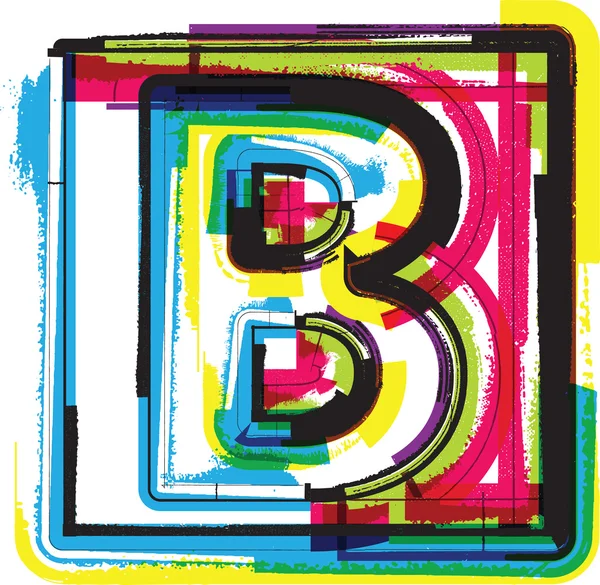 Polices Grunge colorées LETTRE B — Image vectorielle