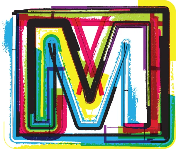 Colorido Grunge Font LETTER M — Vector de stock