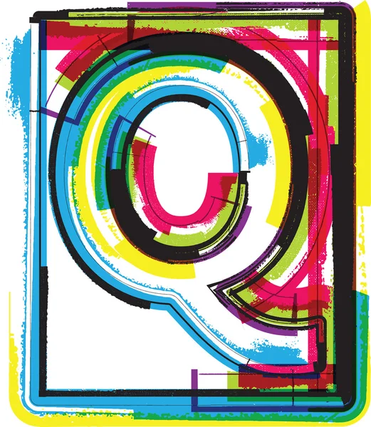 Colorful Grunge Font LETTER Q — Stock Vector