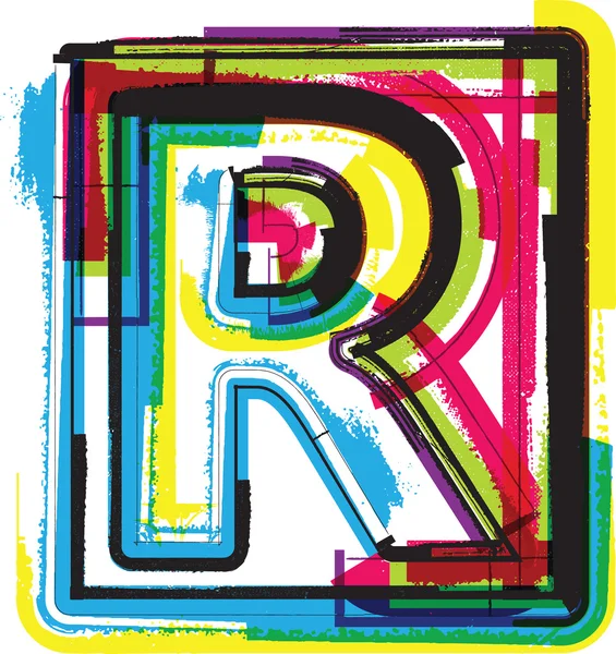 Colorful Grunge Font LETTER R — Stock Vector