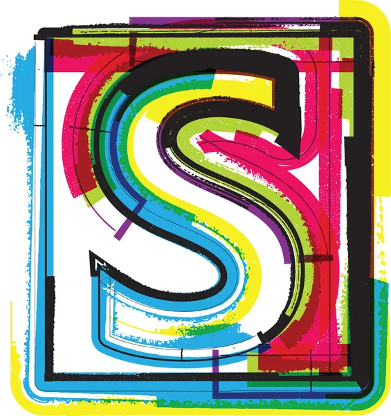 Colorful Grunge Font LETTER S — Stock Vector