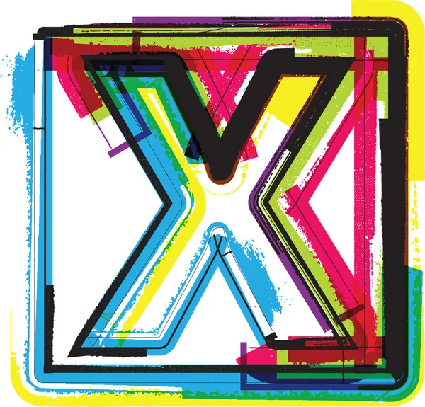 Colorido Grunge Font LETTER X — Vector de stock