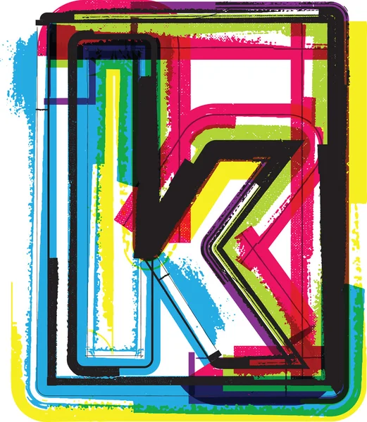 Font Grunge colorato LETTERA K — Vettoriale Stock