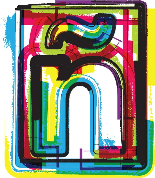 Colorful Grunge Font LETTER ñ — 图库矢量图片
