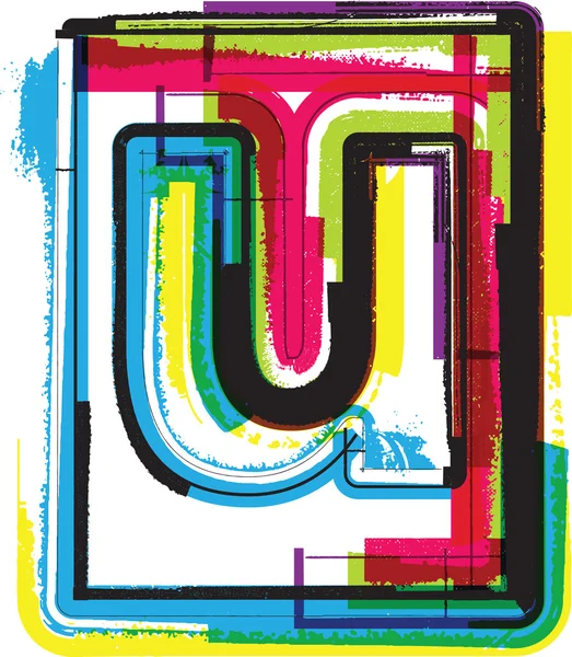 Colorful Grunge Font LETTER u — Stock Vector