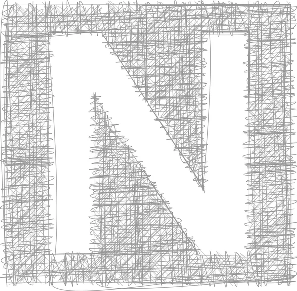 Типография Freehand Letter N — стоковый вектор