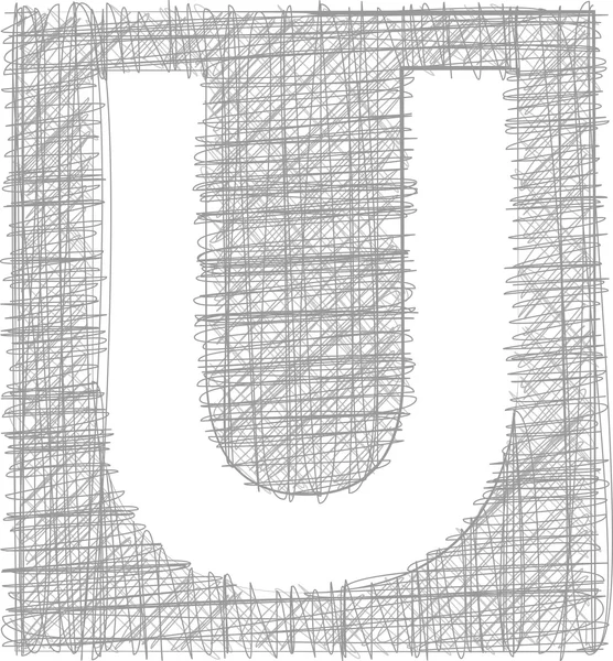 FreeHand typografi bokstaven u — Stock vektor