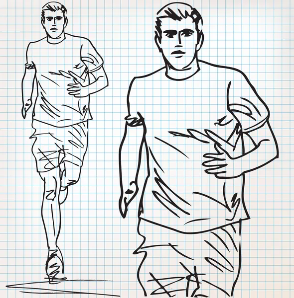 Erkek atlet kroki çizim — Stok Vektör