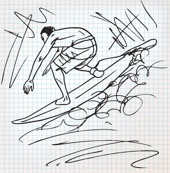 Surfing sketch illustration — Stock Vector