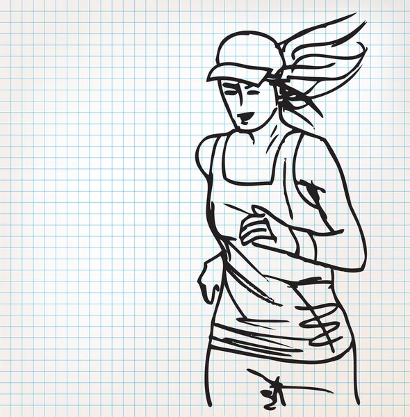 Szkic ilustracja kobiece kobieta lekkoatletka — Wektor stockowy