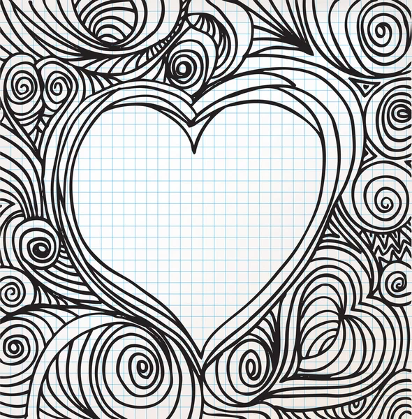 Украшенный набросок сердца — стоковый вектор
