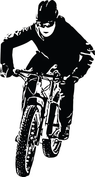 Ciclista Montando Vector Bike Ilustración — Vector de stock