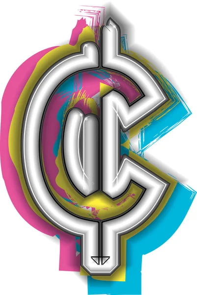 Cent Neon Tecken Symbol Design Vektor Illustration — Stock vektor