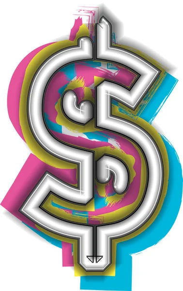 ドルネオンサインのシンボルデザインベクトルイラスト — ストックベクタ
