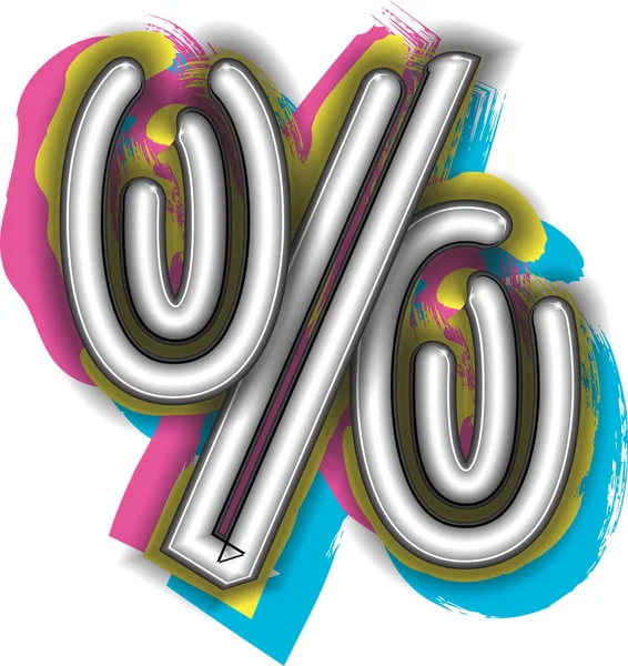 Percentage Neon Sign Symbool Ontwerp Vector Illustratie — Stockvector