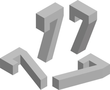 Isometric numara 7. Logolar, amblemler, monogramlar yaratmak için bir şablon. Siyah ve beyaz. 3B sanat sembolü illüstrasyonu